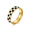 Ring "schwarz-weiß kariert" Größe 5-10 aus Edelstahl