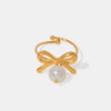 verstellbarer Ring "Perlenschleife" aus Edelstahl